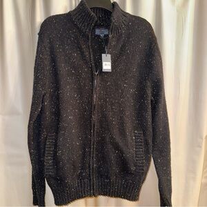 Lucky Brand Men's Black Speckled Zip-Up Sweater